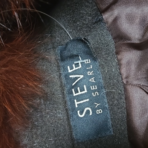 Steve By Searle Cashmere Blend Coat Trench With Fox Collar Cuffs Size 6 Brown - Picture 9 of 11